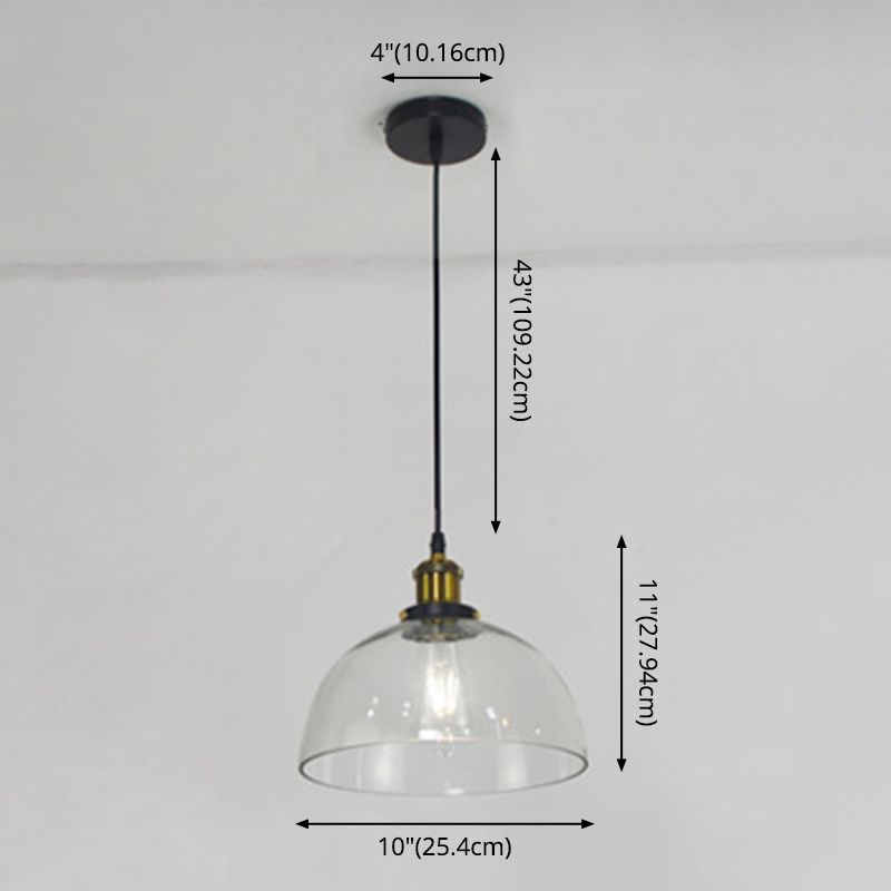 1 Light Ceiling Light Retro Industrial Style Glass Ceiling Fixture for Restaurant