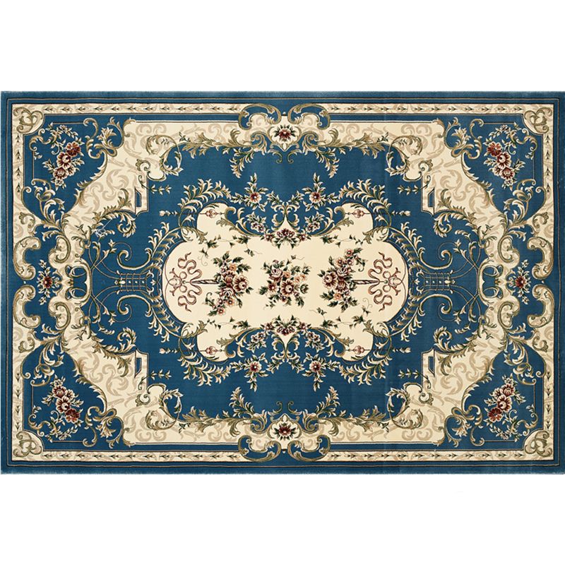 Victorian Flower Printed Rug Polyester Area Rug Non-Slip Backing Indoor Carpet for Living Room