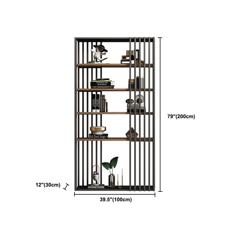 Black Iron Frame Bookshelf Modern Open Storage Bookcase with Multi Shelves