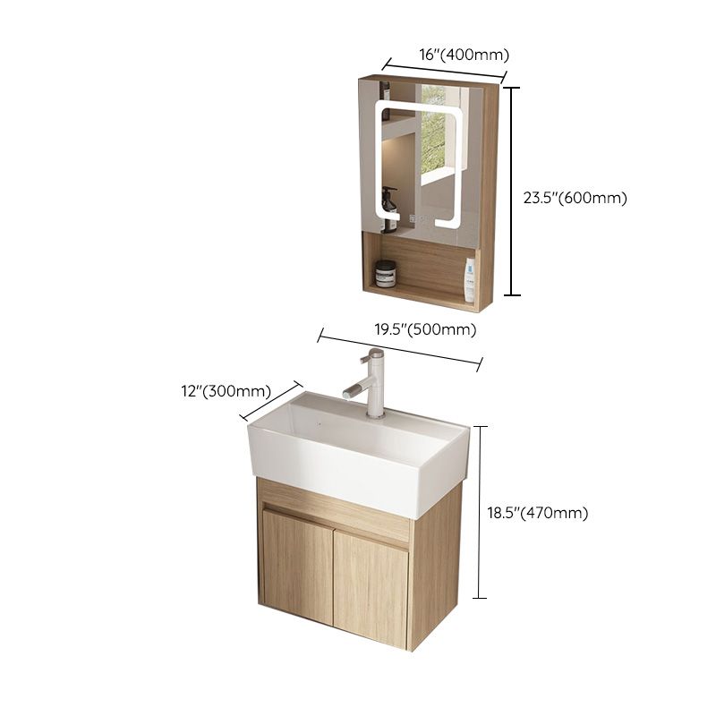 Basic Wooden Sink Vanity Wall-Mounted Vanity Cabinet with Mirror Cabinet