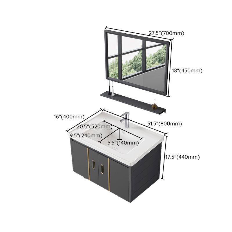 Bathroom Sink Vanity Rectangular Ceramic Sink Drawers Mirror Vanity with Faucet