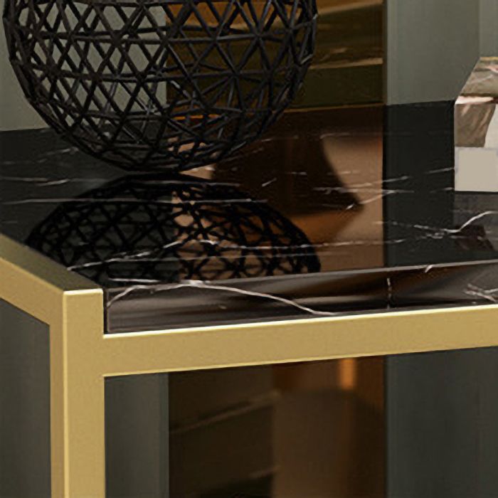 Contemporary Night Table Faux Marble Bed Nightstand for Bedroom