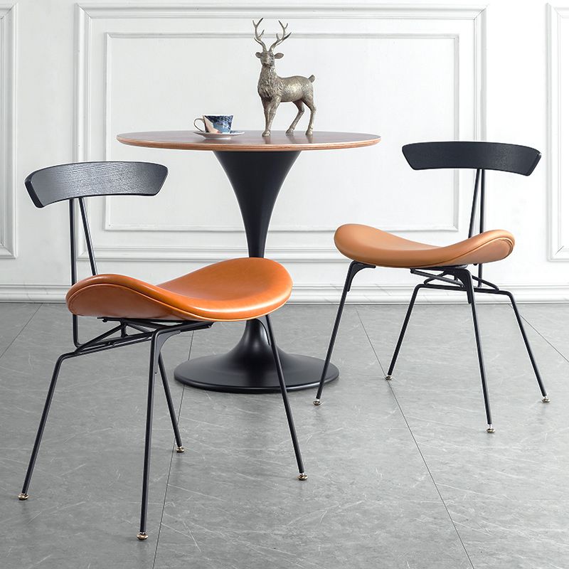 Metal Upholstered Dining Side Chair Industrial Dining Side Chair