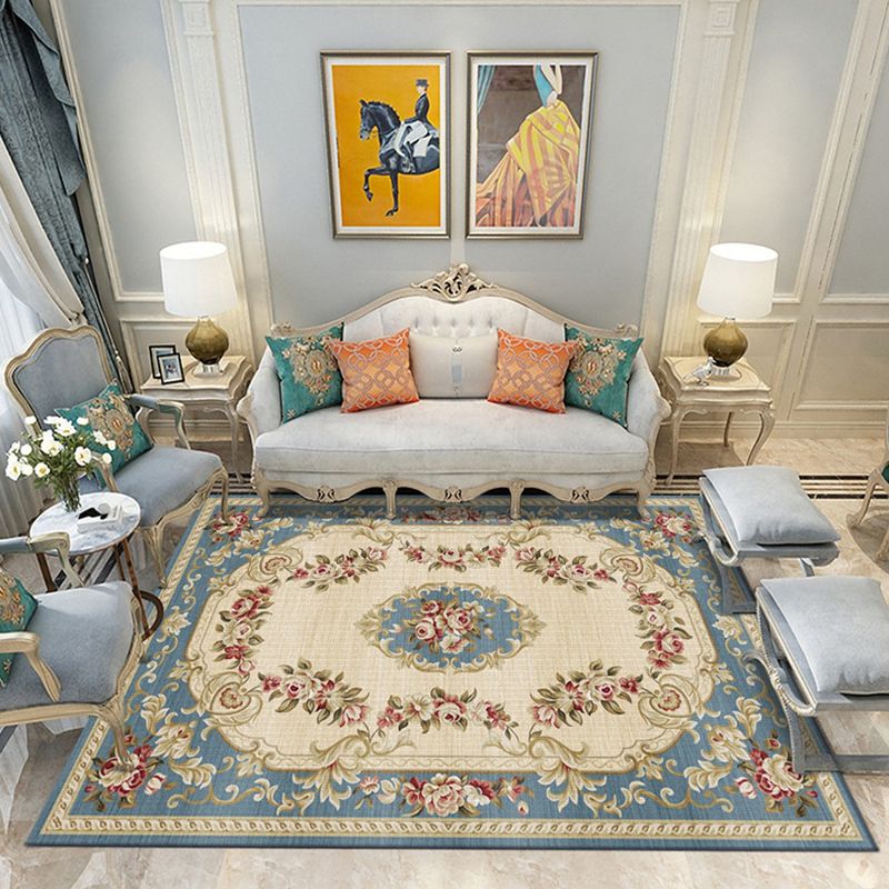 Area di fiore in poliestere di tappeto vintage tappeto antiscivolo per la camera da letto
