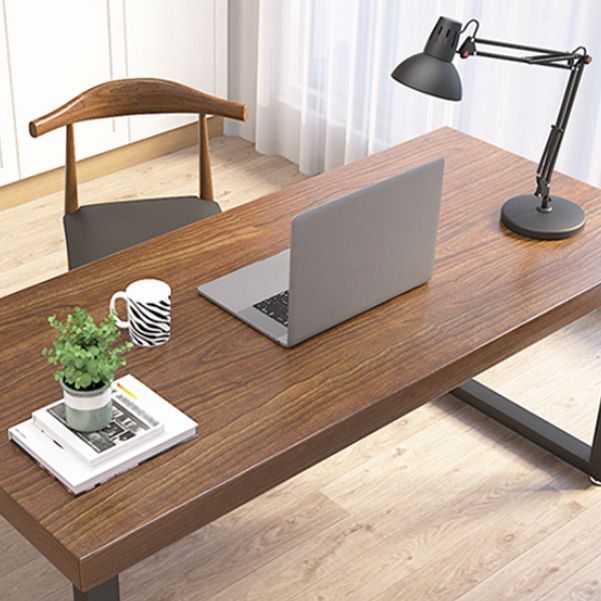 Industrial Sled Base Writing Desk Rectangular Solid Wood Office Desk