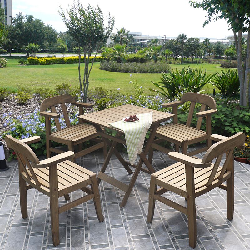 Contemporary Outdoor Chair Folding Solid Wood Patio Dining Chair