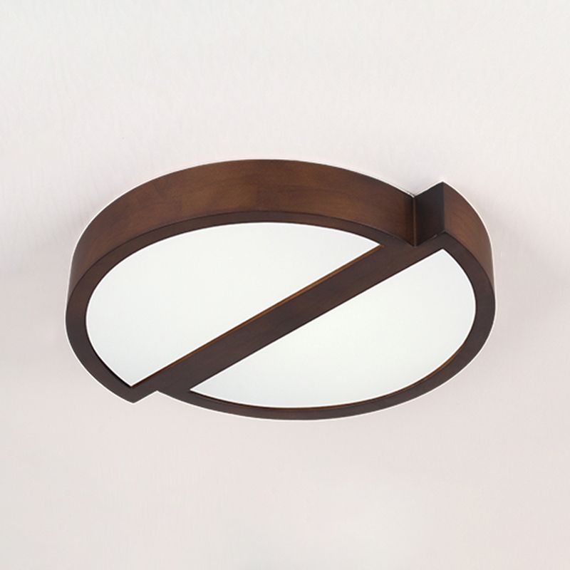 Modern Wood LED Flush Mount Geometric Shape Ceiling Light with Acrylic Shade for Bedroom