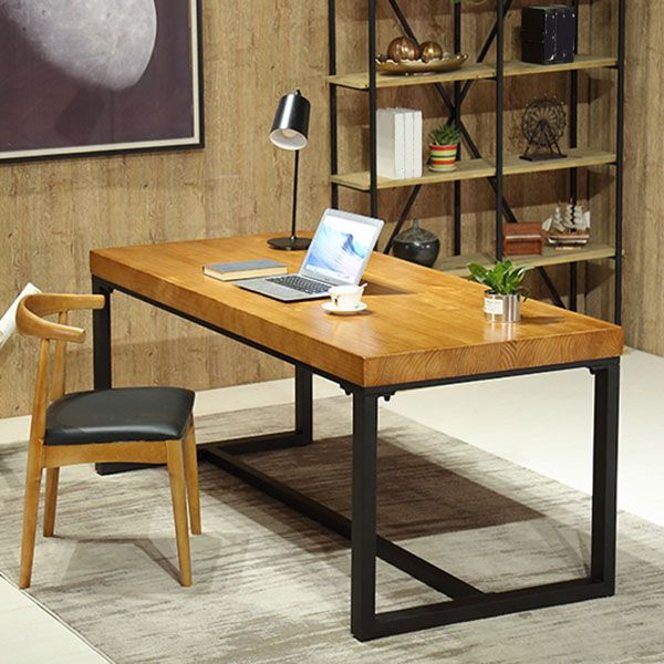 Modern Style Office Desk Solid Wood Trestle Home Writing Desk