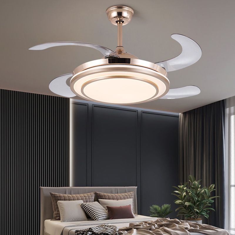 Modern LED Ceiling Fan Light Metal and Acrylic Fan Light Fixture