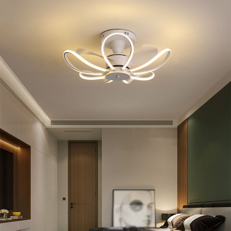 LED Modern Ceiling Fan Light in 3 - Colors Flower Shape Fan Light Ceiling Fixture