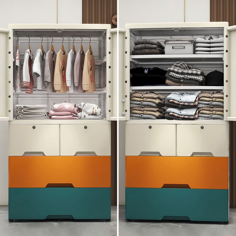 Contemporary Kid's Wardrobe Plastic Kids Closet with Drawers for Bedroom