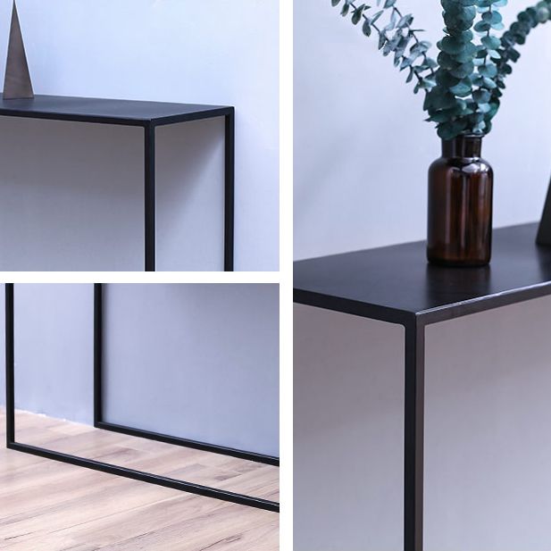 Contemporary Hall Metal Console Accent Table  with Sled-base in Black