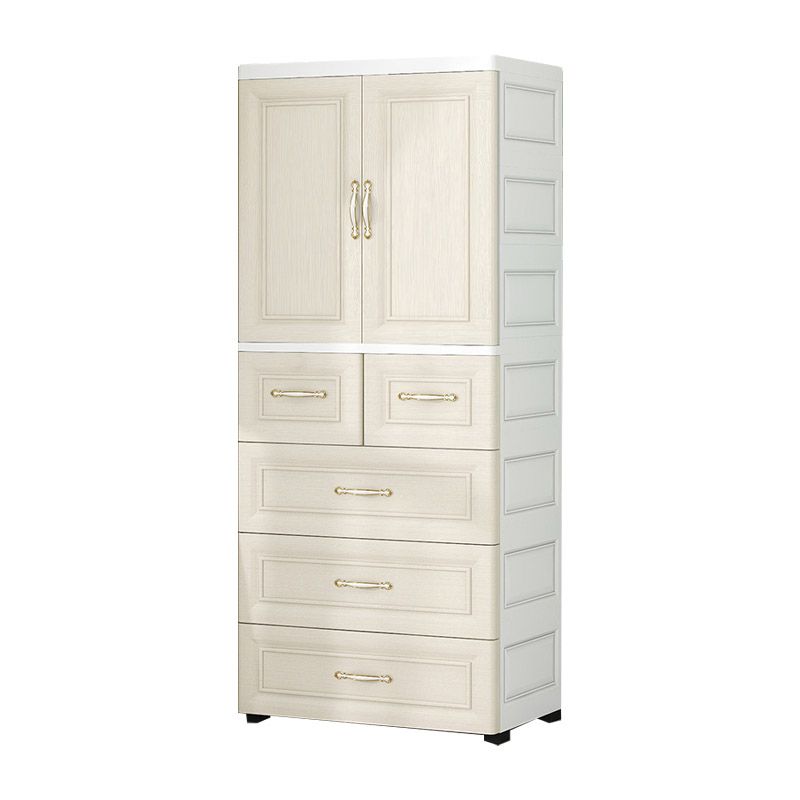 Contemporary Youth Armoire with Garment Rod Plastic Bedroom Armoire