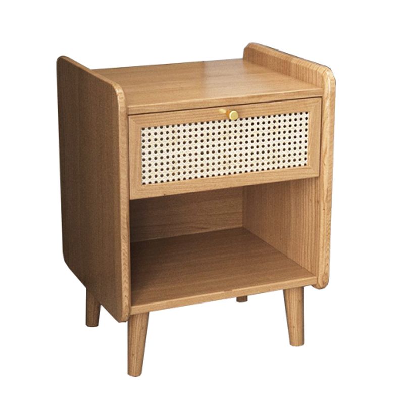 Modern Solid Wood Night Table Drawer 19 inch H Storage Bed Nightstand with Legs