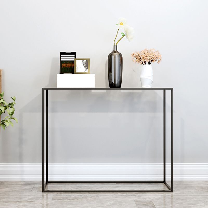 Ironcraft Sofa Console Table, 23.62" Hall Console Accent Table in White/Black