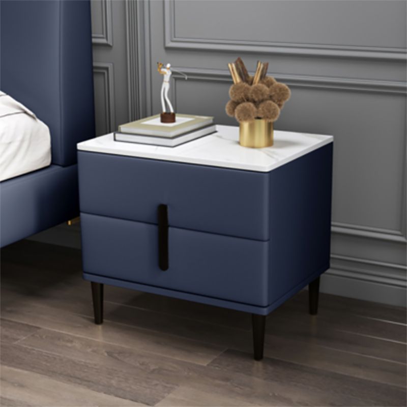 20 Inch H Nightstand Modern Stone Top 2-Drawer Storage Legs Included Bed Nightstand