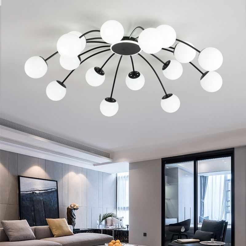 New Modern Milk Glass Flush Mount Light Sputnik Semi Ceiling Light Fixture