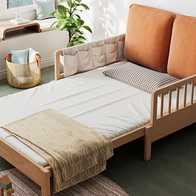 Contemporary Natural Daybed Solid Wood Kids Bed with Guardrail