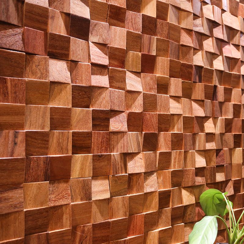 Brown Wood Wall Panel Indoor Mosaic Modern Glue Down Wall Panel