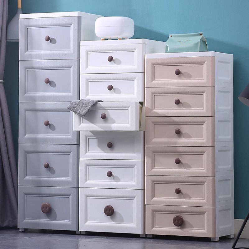 Modern Kids Nightstand Plastic Chest Nursery Dresser with 5 Drawers , 11.7 Inch W