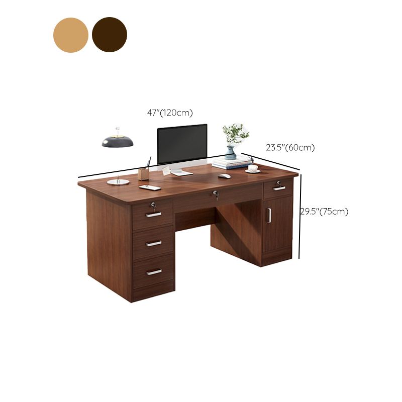 Engineered Wood Writing Desk Modern Executive Desk with Drawers