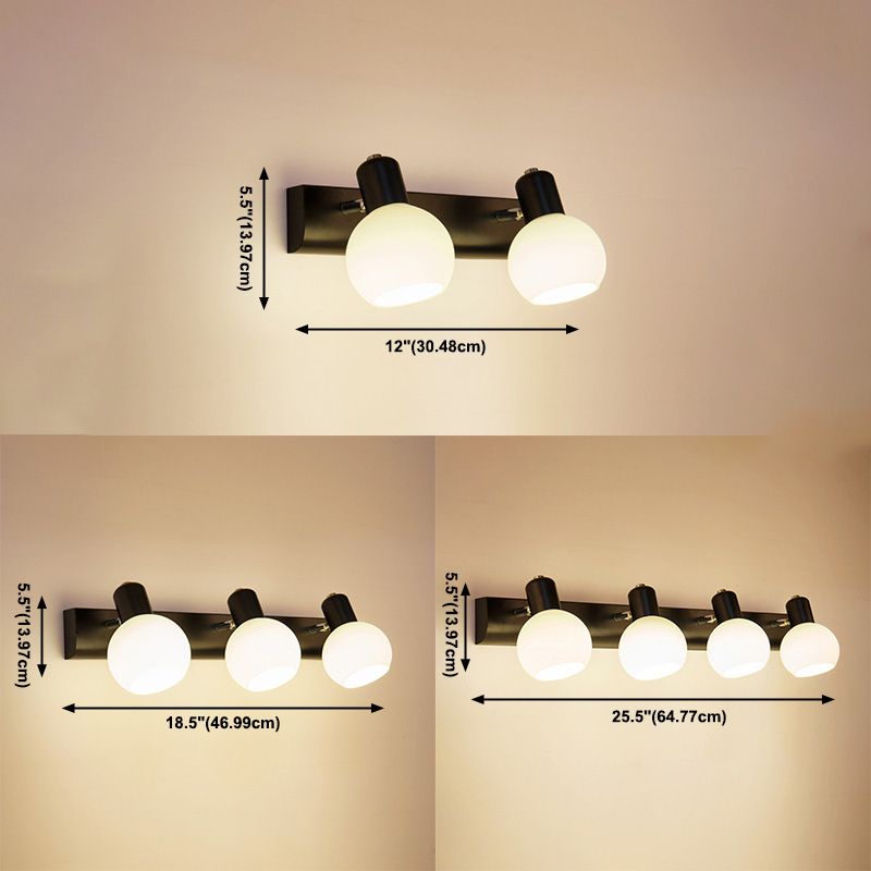 Orb Shape Bathroom Wall Lamp Metal and Glass Traditional Style Sconce Wall Light