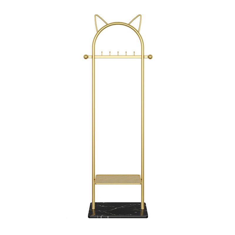 Metal Hall Stand, Hall Tree with Storage Shelf & Hanging Rail, Gold and Black