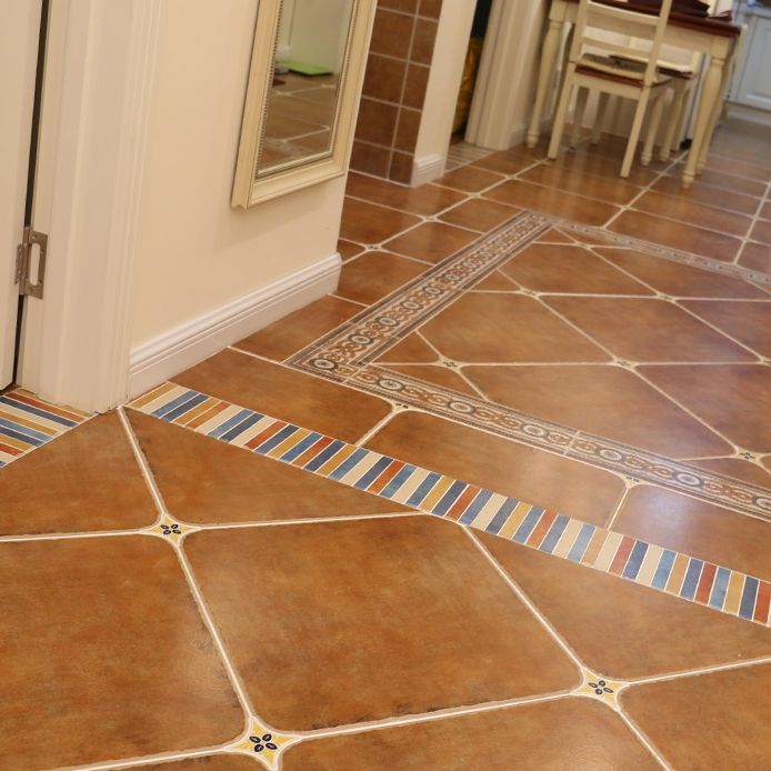 Square Floor Tile Straight Edge Traditional Style Singular Tile