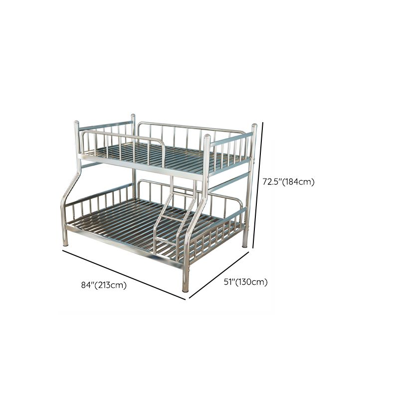 Silver Metal High Bunk Bed Modern Stainless Steel Bunk Bed with Guardrail