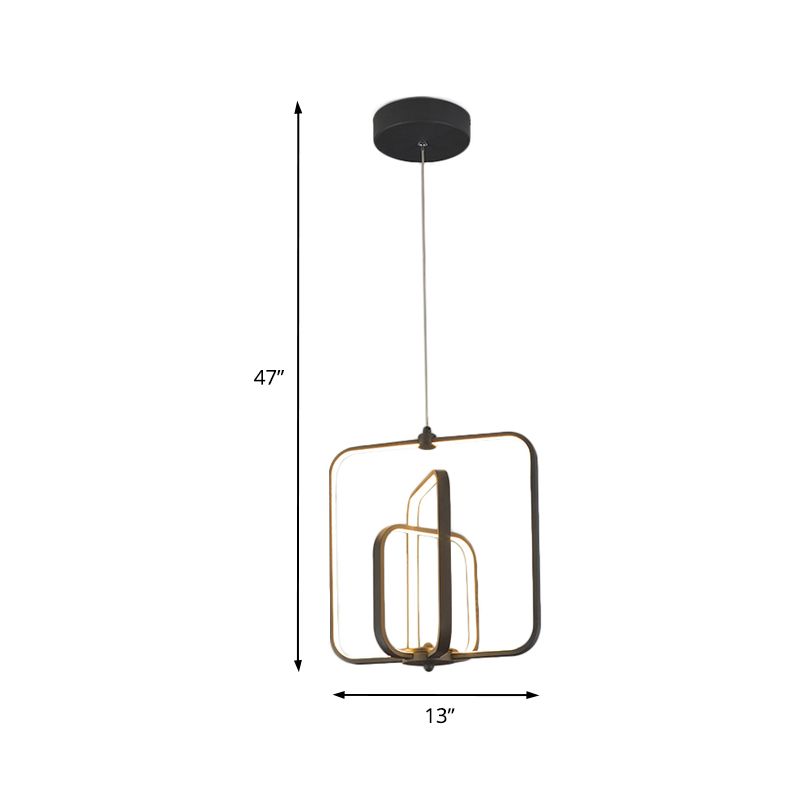 Black/Gold 3-Square Chandelier Pendant Modern LED Acrylic Living Room Hanging Ceiling Light