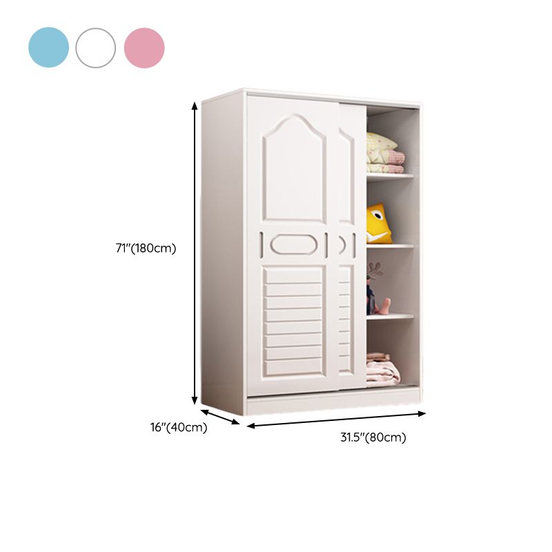 Manufactured Wood Kids Closet Contemporary White Armoire Cabinet with 1 Sliding Door