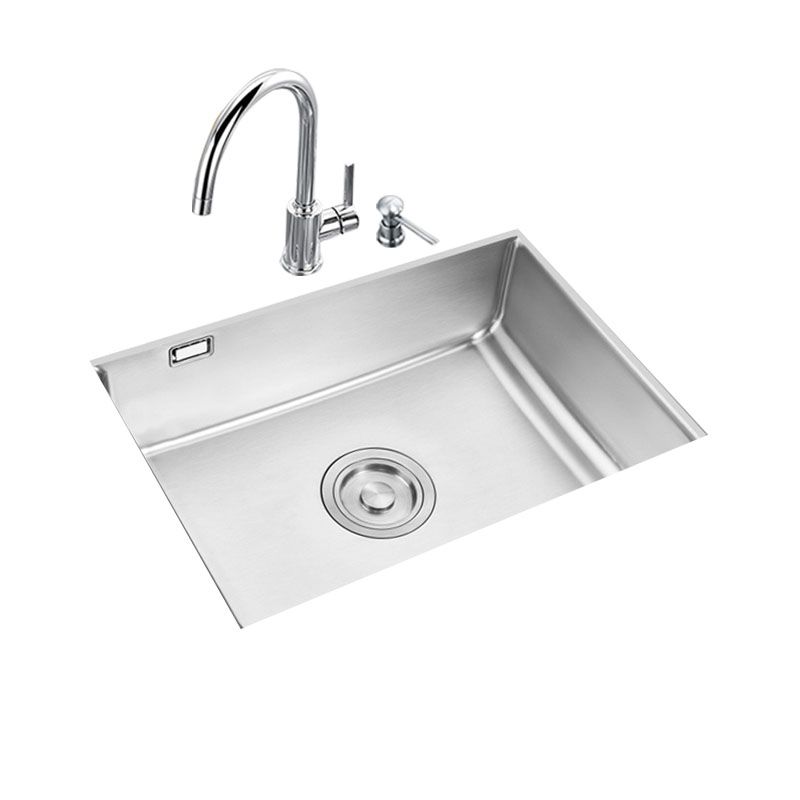 Modern Workstation Sink Stainless Faucet and Steel Basket Strainer Kitchen Sink