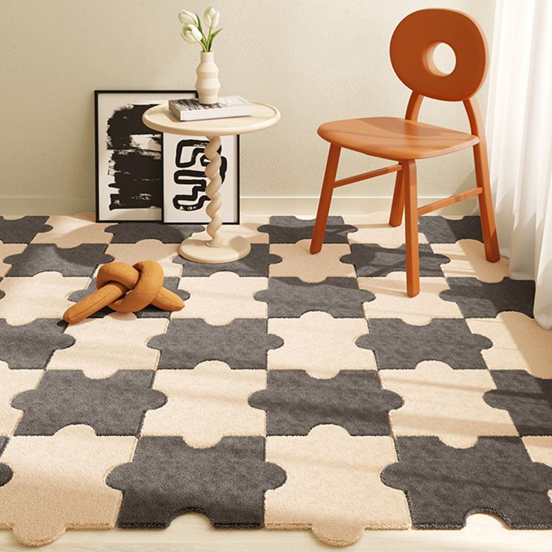 Modern Carpet Tiles Soft Shag Puzzle Detail Stain Resistant Carpet Tiles