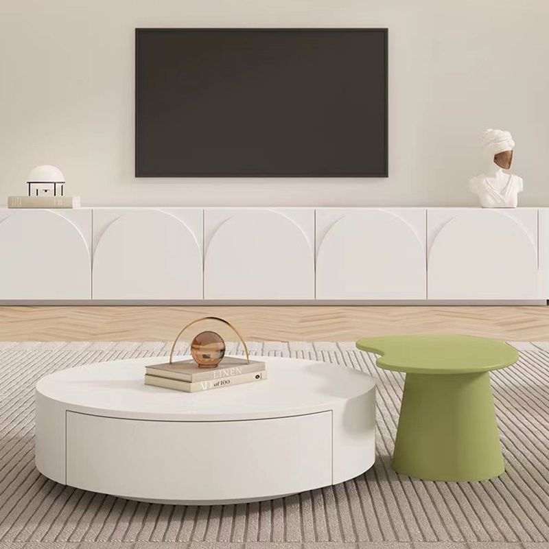 Contemporary White Wood TV Console Enclosed Storage TV Stand Console for Living Room