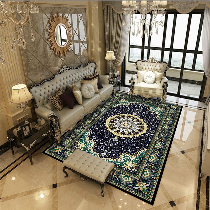 Antique Multicolor Glam Rug Polyester Floral Printed Carpet Pet Friendly Stain Resistant Anti-Slip Rug for Home
