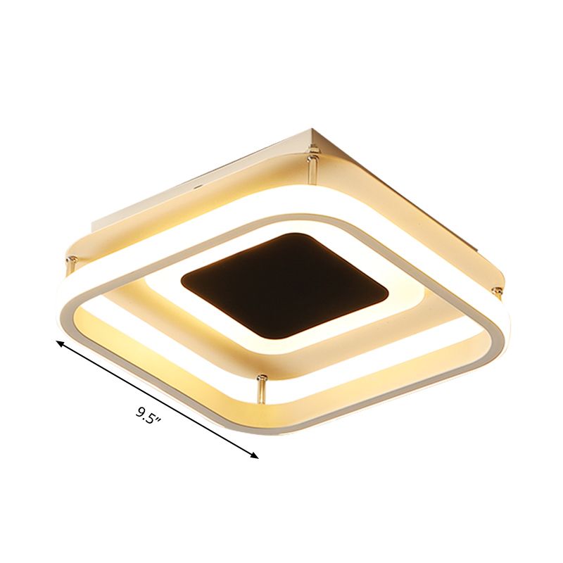 Square Acrylic Ceiling Light Modernism Black LED Flush Mount Light Fixture in Warm/White Light/Remote Control Stepless Dimming