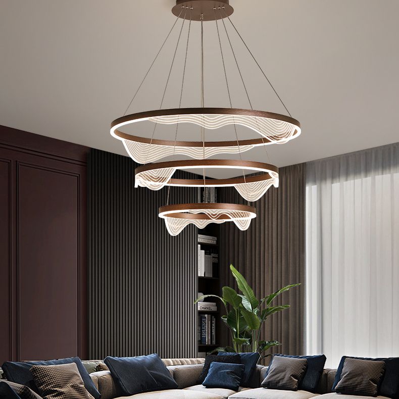 Contemporary Tiered LED Hanging Ceiling Lights Pendant Chandelier for Living Room