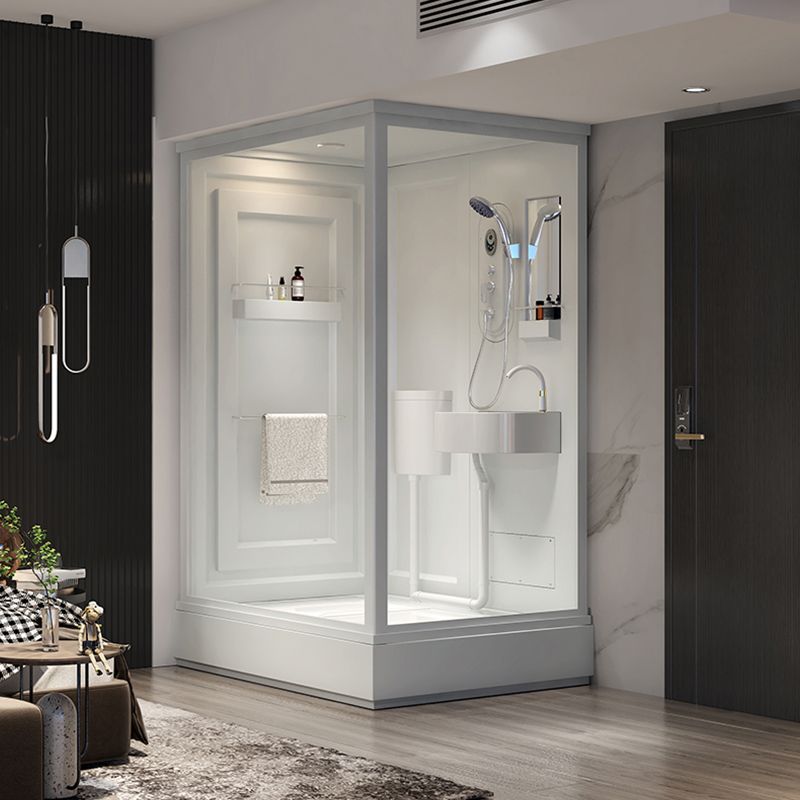 Contemporary Shower Stall Frosted Tempered Glass Rectangle Shower Stall with Ceiling