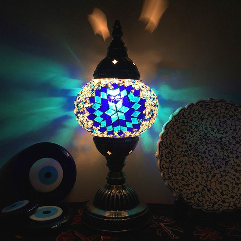 Turkish Mosaic Table Lamp Vintage Style Glass Lamp Shade Desk Lamp Fixture