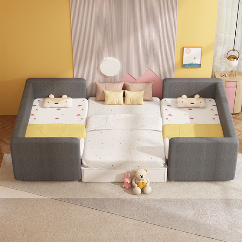 Contemporary Fabric & Wood Crib in Gray Upholstered Crib with Mattress