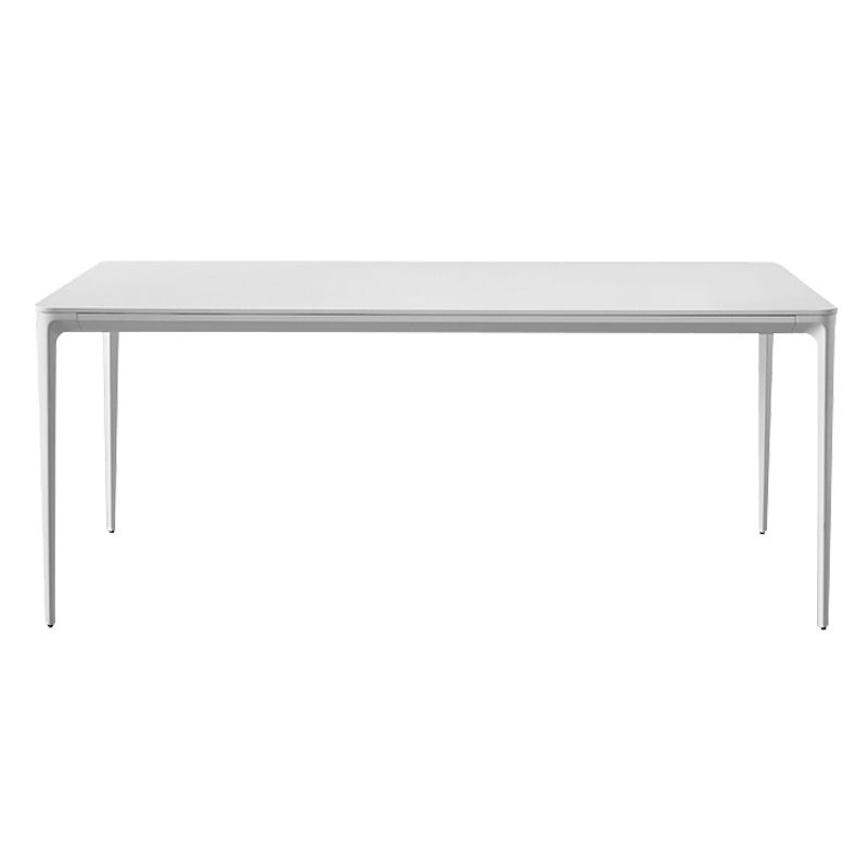 Mesa de comedor de cocina blanca moderna Mesa de comedor de forma rectangular de piedra sinterizada con 4 patas base