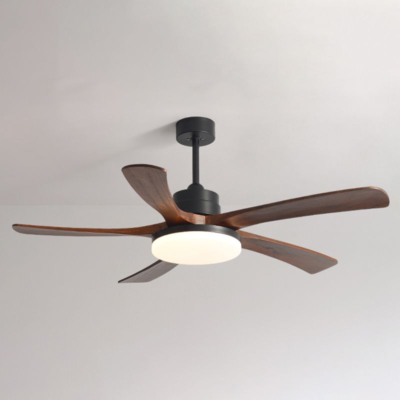 Nordic Style LED Ceiling Fan 5-Blade Fan Lighting with Wood for Living Room