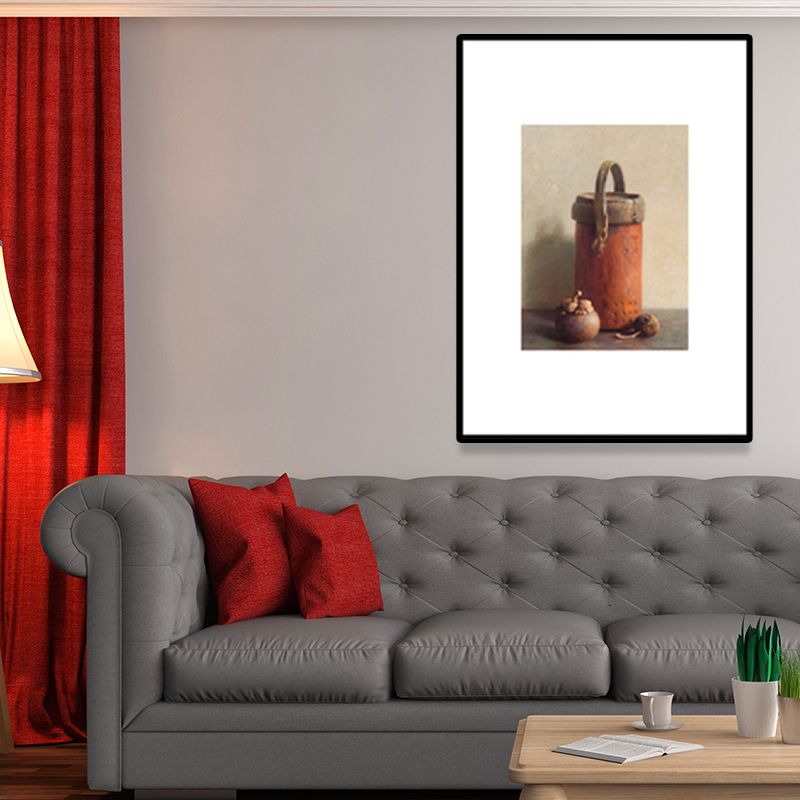 Scandinavian Illustrations Bucket Wall Art Decor Orange Canvas Print for Living Room