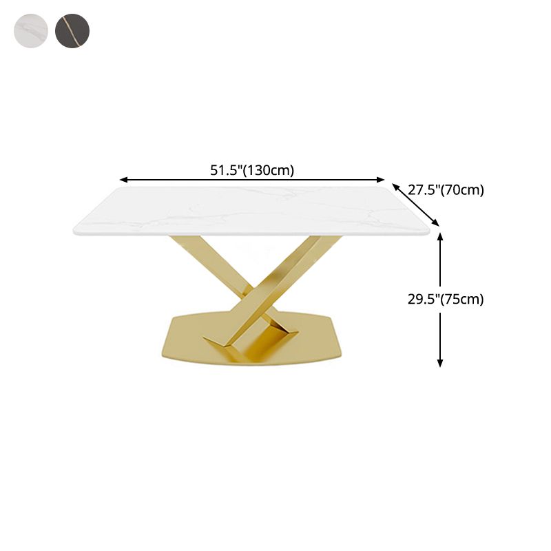 Sintered Stone Dining Table Traditional Luxury Pedestal Table with Gold Frame