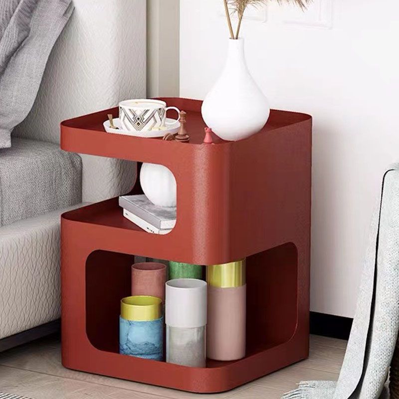 Contemporary Metal Bed Nightstand Open Storage Bedside Cabinet