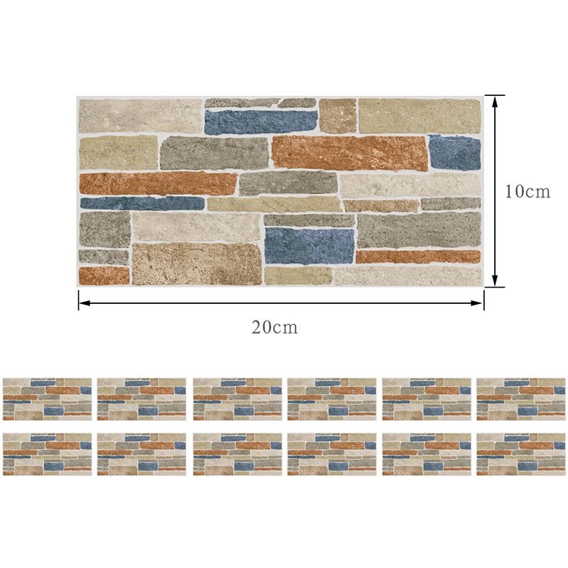 Blue-Brown Brick Look Wallpaper Panels 12 Pieces Peel and Stick Wall Art for Washroom