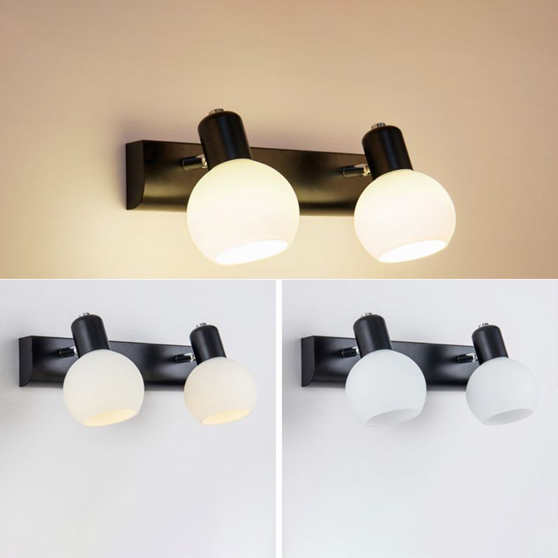 Orb Shape Bathroom Wall Lamp Metal and Glass Traditional Style Sconce Wall Light