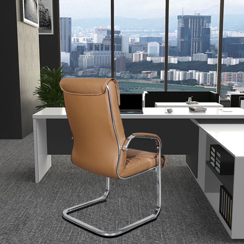 Modern Fixed Arms Office Chair Leather Task Chair for Office