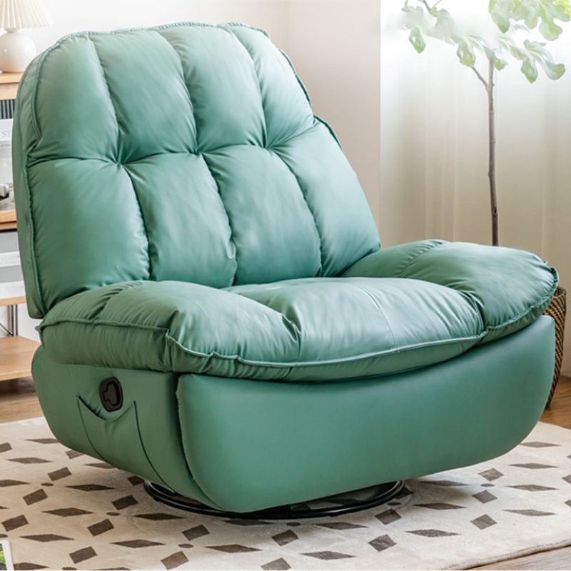 Contemporary Recliner Chair Swivel Rocker Solid Color Tufted Back Indoor