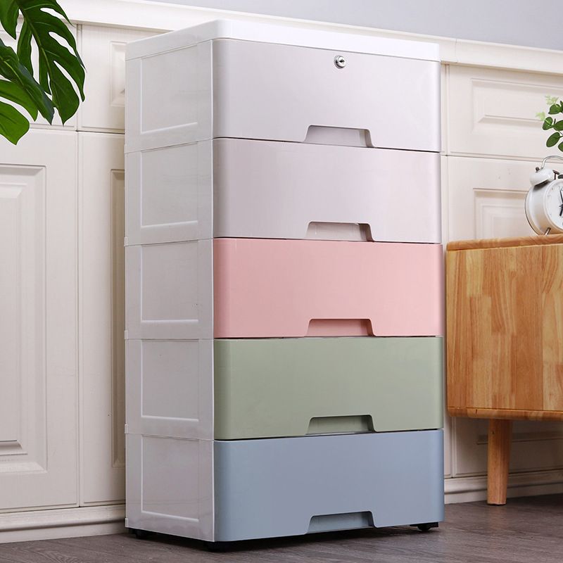 Plastic Modern Nursery Dresser Chest Kids Nightstand with 5 Drawers